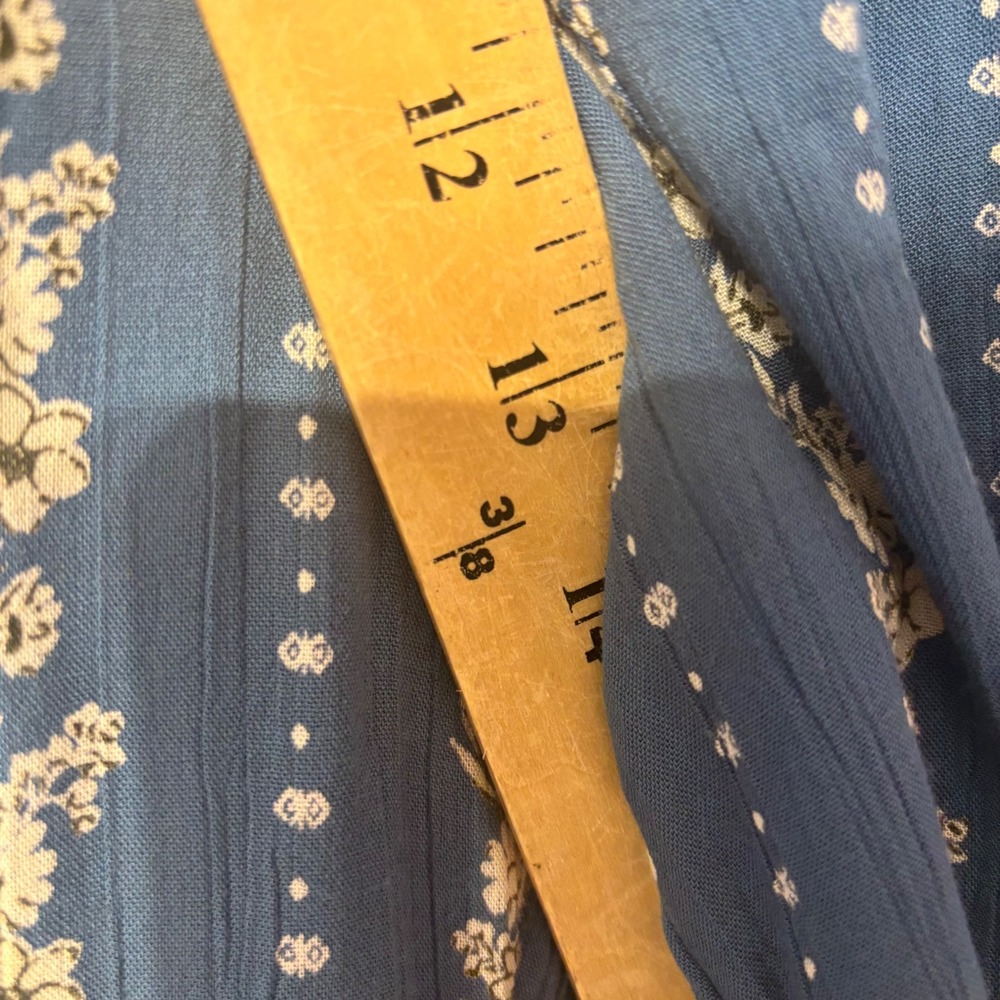 Angie Womens Blue Floral Stripe Wide Leg Smocked Back Tie Waist Pants Size M NEW - Picture 6 of 9